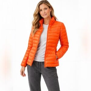 American Eagle 70/30 Down Lightweight Puffer Jacket Bright Orange Size Small💚
